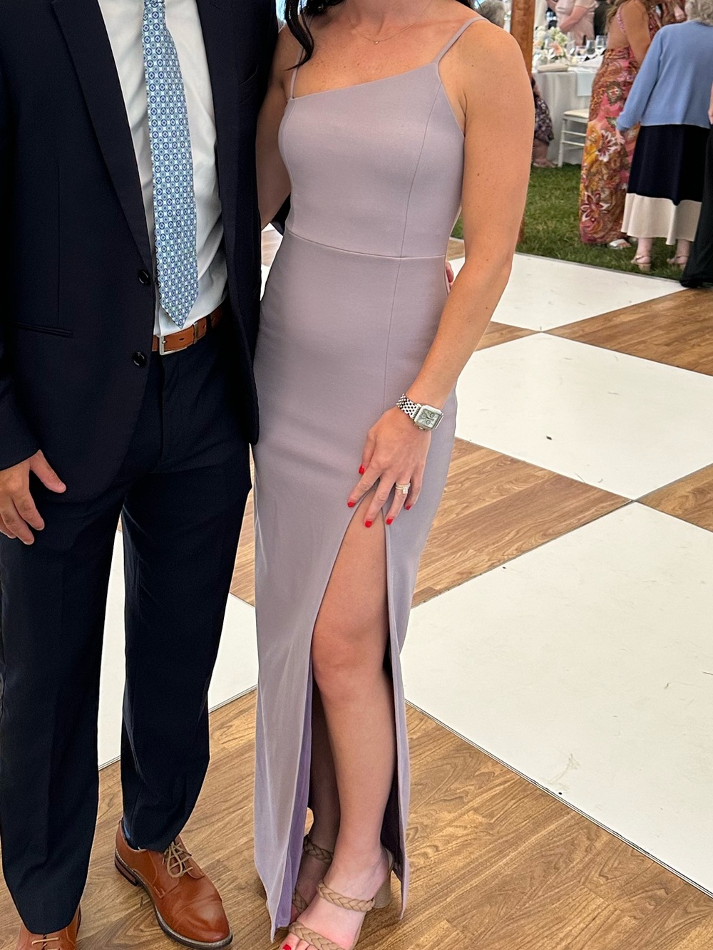 Light Purple Lavender Floor Length Dress with Side Thigh Slit